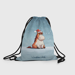 Рюкзак-мешок Лошадь сидит на снегу, цвет: 3D-принт