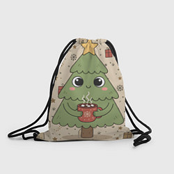 Рюкзак-мешок Новогодняя елочка с горячим шоколадом, цвет: 3D-принт