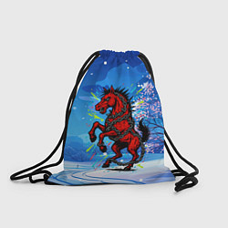 Мешок для обуви Красная Новогодняя лошадь 2026