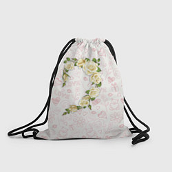 Рюкзак-мешок Сердце белых роз, цвет: 3D-принт