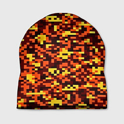 Шапка Камуфляж пиксельный: оранжевый/желтый, цвет: 3D-принт