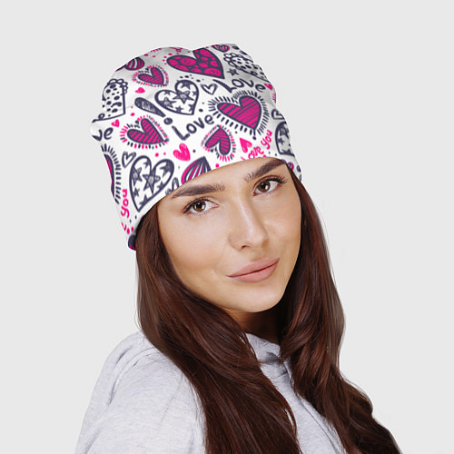 Шапка Love - pink hearts / 3D-принт – фото 2