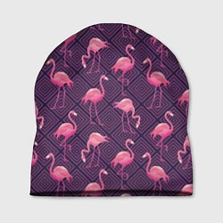 Шапка Фиолетовые фламинго, цвет: 3D-принт