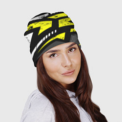 Шапка Black yellow abstract sport style, цвет: 3D-принт — фото 2