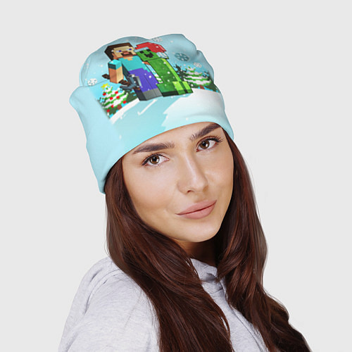 Шапка MINECRAFT НОВОГОДНИЙ / 3D-принт – фото 2