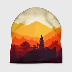Шапка Горы закат пейзаж лиса арт, цвет: 3D-принт