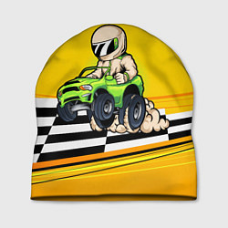 Шапка Мультяшный гонщик на джипе, цвет: 3D-принт