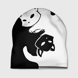 Шапка Черный и белый кот кувыркаются, цвет: 3D-принт