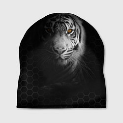 Шапка Тигр черно-белый соты, цвет: 3D-принт