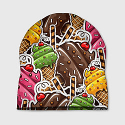 Шапка Шоколадные сладости Мороженое, цвет: 3D-принт