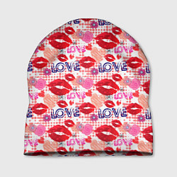 Шапка LOVE поцелуи, цвет: 3D-принт