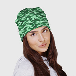 Шапка Зеленый монохромный камуфляж, цвет: 3D-принт — фото 2