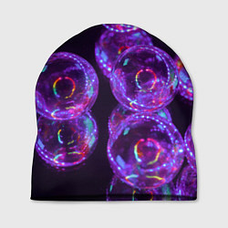 Шапка Неоновые сюрреалистичные пузыри - Фиолетовый, цвет: 3D-принт