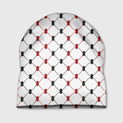 Шапка Куфия - чёрно-красный узор в арабском стиле куфия, цвет: 3D-принт