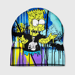 Шапка Барт Симпсон на фоне стены с граффити - стилизация, цвет: 3D-принт