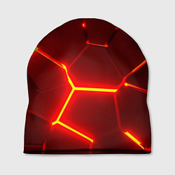 Шапка Красные неоновые геометрические плиты, цвет: 3D-принт