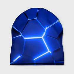Шапка Синие неоновые геометрические плиты, цвет: 3D-принт