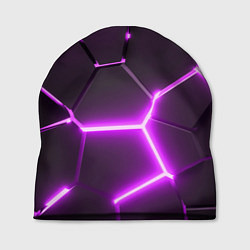 Шапка Фиолетовые неоновые геометрические плиты, цвет: 3D-принт