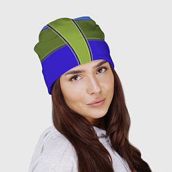 Шапка Зелено- синий геометрический дизайн, цвет: 3D-принт — фото 2