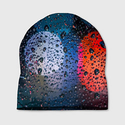 Шапка Разноцветные огни сквозь дождевое стекло, цвет: 3D-принт