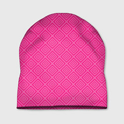 Шапка Розовый орнамент из квадратиков, цвет: 3D-принт