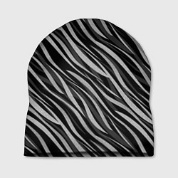 Шапка Полосатый черно-серый узор Зебра, цвет: 3D-принт