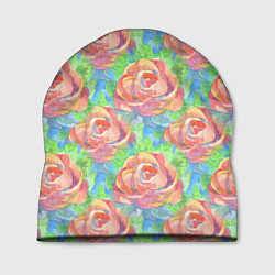 Шапка Алые розы акварель, цвет: 3D-принт