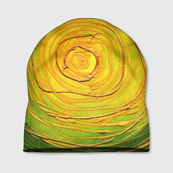 Шапка Желто-зеленая текстурная абстракция акрилом, цвет: 3D-принт