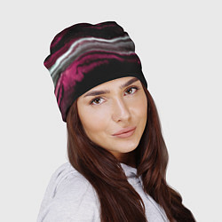 Шапка Розовые и белые волны песка в абстракции, цвет: 3D-принт — фото 2