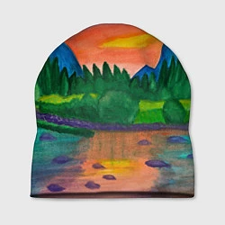 Шапка Закат на реке, цвет: 3D-принт