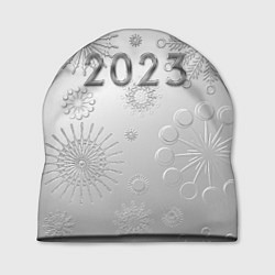 Шапка Новый год 2023 в снежинках, цвет: 3D-принт