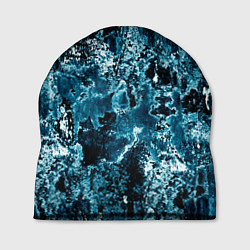 Шапка Гранж - абстрактные синие разводы, цвет: 3D-принт