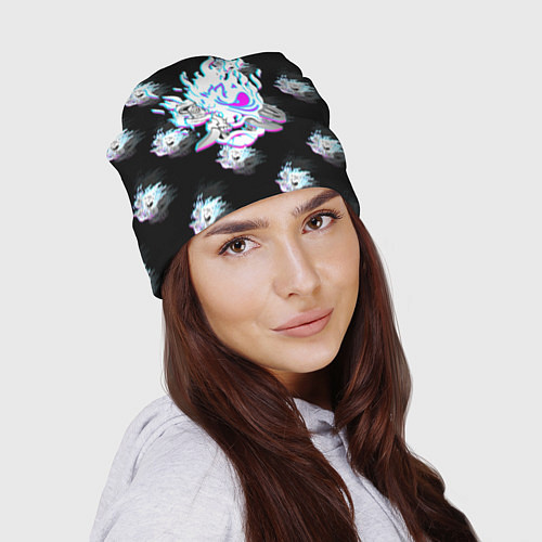 Шапка Cyberpunk 2077 neon samurai glitch art colors / 3D-принт – фото 2