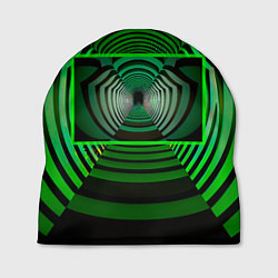 Шапка Зелёный туннель - оптическая иллюзия, цвет: 3D-принт