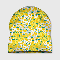 Шапка Желтые лимоны паттерн, цвет: 3D-принт