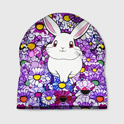 Шапка Веселый кролик в цветах, цвет: 3D-принт