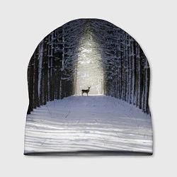 Шапка Олень в зимнем лесу, цвет: 3D-принт