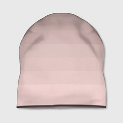 Шапка Монохромный полосатый розовато-бежевый, цвет: 3D-принт