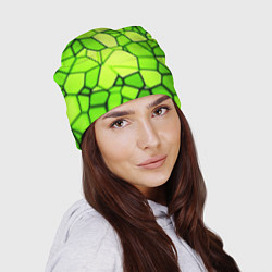 Шапка Неоновые салатовые осколки, цвет: 3D-принт — фото 2