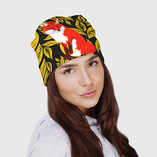Шапка Лиса на фоне жёлтых листьев / 3D-принт – фото 2