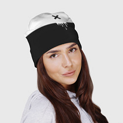 Шапка Черно-белый X, цвет: 3D-принт — фото 2