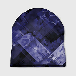 Шапка Синие, чёрные и белые полоски, цвет: 3D-принт