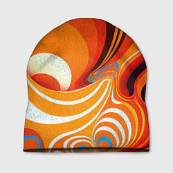 Шапка Текучая краская в ярких оранжевых цветах, цвет: 3D-принт
