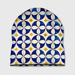 Шапка Бело-синяя лепестковая текстура, цвет: 3D-принт