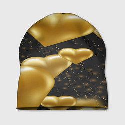 Шапка Золотые сердца на день святого валентина фон, цвет: 3D-принт