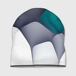 Шапка Серо-бело-синий каменный паттерн, цвет: 3D-принт