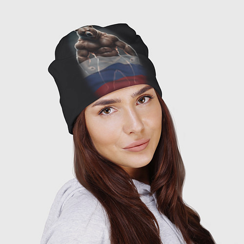 Шапка Патриотичный медведь с российским флагом / 3D-принт – фото 2