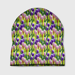 Шапка Весенние крокусы, цвет: 3D-принт