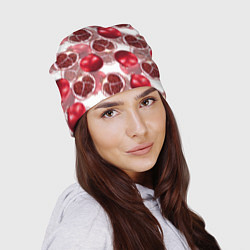 Шапка Гранаты на белом фоне - паттерн, цвет: 3D-принт — фото 2