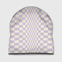 Шапка Искаженная шашечка - лавандовый, цвет: 3D-принт
